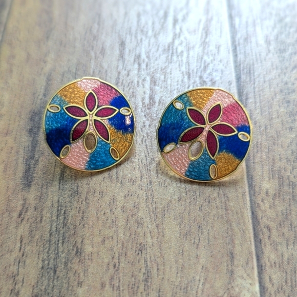 Cloisonne Vintage Post Earrings - Picture 1 of 2